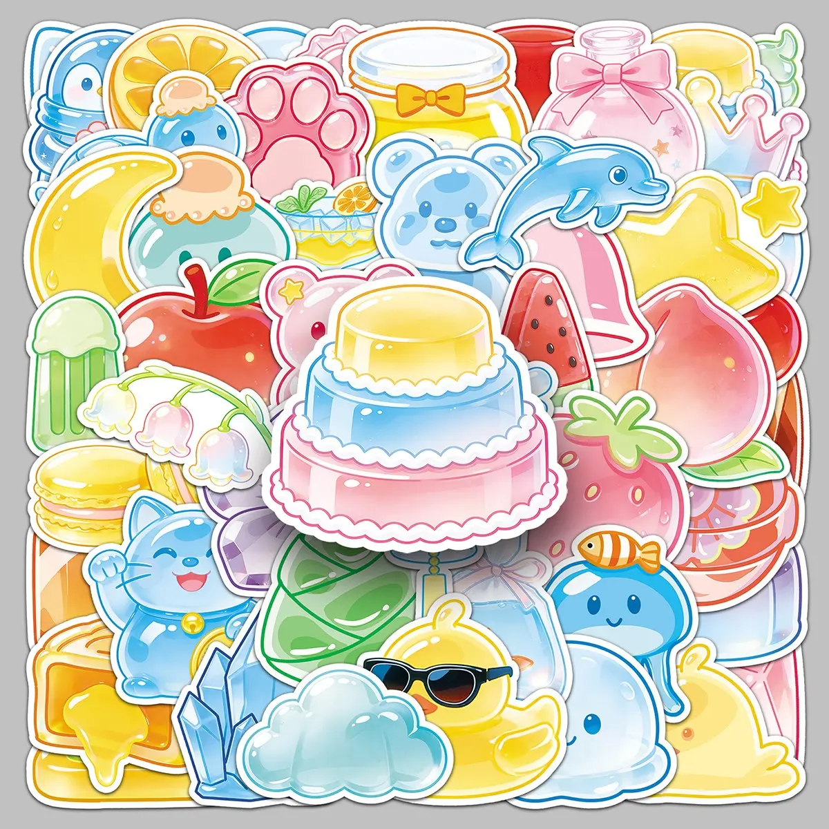 50pieces original jelly cartoon dopamine creative Funny Stickers small fresh stickers diy scooter guitar glass stickers Diy Decorative Stickers