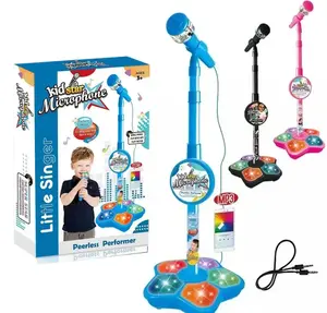 Microphone Toy Set, Karaoke Machine Toy with Light & Music, Adjustable Height Microphone Toy, Creative Game Toy, Children Birthday Gifts
