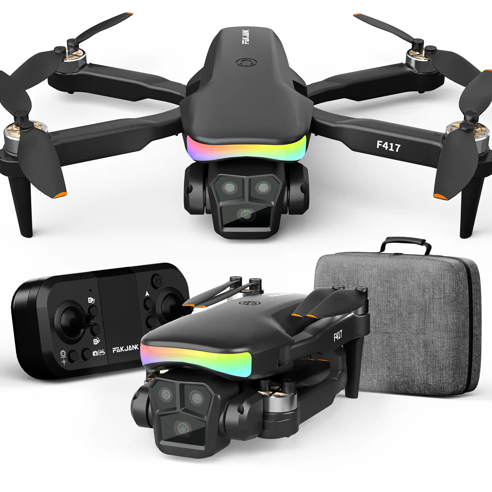 F417 Mini Drone with 1080P Camera for Adults and Beginner,RGB LED Light FPV Drone Quadcopter,One Key Take Off/Land Altitude Hold,Optical Flow Positioning Gravity Gesture Control, Under 0.549 lbs/249g