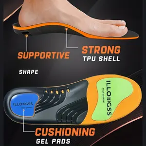 Flat Feet Correction & Arch Support Insoles, Orthopedic Insoles - 1 Pair Soft PU Shoe Inserts for Pain Relief & Foot Pressure - High Elasticity Shock Absorption, Ergonomic Design for Sports, Casual & Daily Wear | Orthotic Insole for Flat Foot Relief