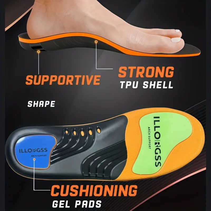 Flat Feet Correction & Arch Support Insoles, Orthopedic Insoles, Shock Absorbing Insole - 1 Pair Soft PU Shoe Inserts for Pain Relief & Foot Pressure - Shock Absorption, Ergonomic Design for Sports, Casual & Daily Wear