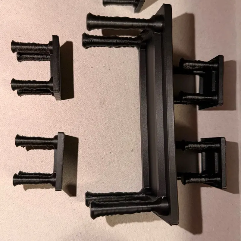3D Printed Miniature Patio Dining Set 1:12 Scale Table & 6 Stools Black