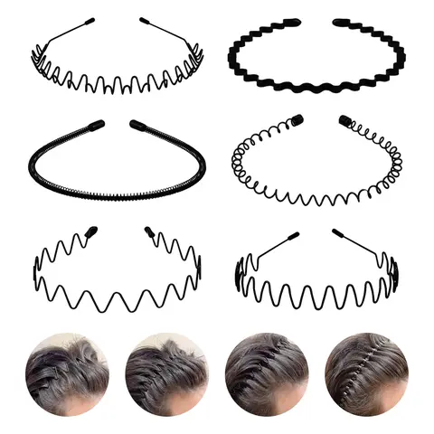 Versatile, Sleek Black Wave Headband - Fashionable, Invisible Sports Hair Accessory with Anti-Slip Grip for Men and Women Workout Hairband Metal Headband Fashion Headband Set