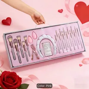 23pcs Luxury Multi-Functional Makeup Brush Set with Rhinestones Professional Face & Eye Brushes Highlighter & Foundation Brush, Contour Brush, Concealer Brush, Lip Brush, Nose Contour Brush Premium Gift Set