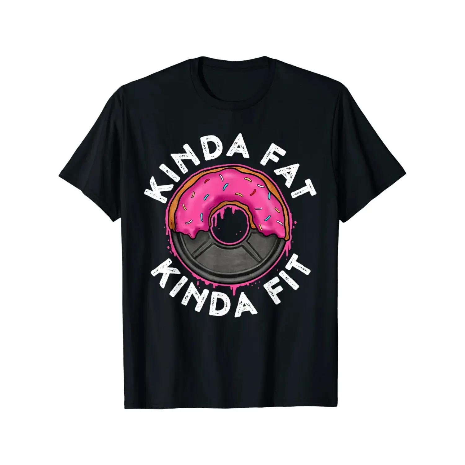 Men's 100% Cotton Graphic T-Shirt, Casual Streetwear Top with Funny Donut Slogan, Regular Fit Short-Sleeve Tee for Gym Wear, Shortsleeve