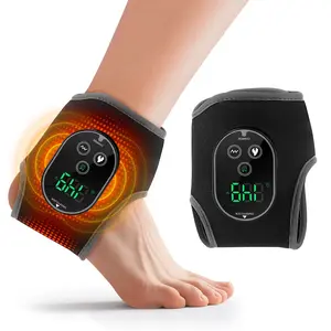 Cordless Ankle Heating Pad, Foot and Ankle Massager for Pain Relief, Rechargeable Heated Ankle Wrap, 4 Heating Levels, 2 Vibration Modes, 3 Timing Settings