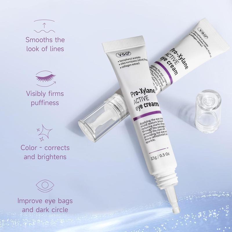 VGO Pro - Xylane Active Eye Cream,With Pro - Xylane and Hyaluronic Acid, for Moisturizing, Elasticity - enhancing and Eye - bag Improving, 15g, Suitable for All Skin Types lipid Hydrating under pin Moisturizer Radiant Repairing Dark Circle Cream
