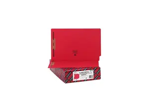 Smead 28740 Two-Inch Capacity Fastener Folders, Straight Tab, Legal, Red, 50/Box