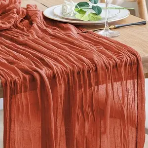 Fall Rustic Sheer Table Runner for Wedding, Bridal, Baby Shower, and Party Decorations – Elegant Gauze for Special Event Styling and Table Décor