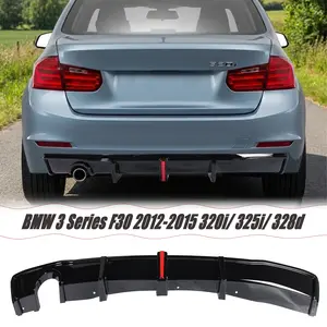 MUTUSAISI Rear Bumper Diffuser w/LED Brake Light Fit for BMW 3 Series F30 2012-2015 320i/ 325i/ 328d Accessories (Base/Regular Model Only) Replaced Rear Lower Lip Splitter Exterior