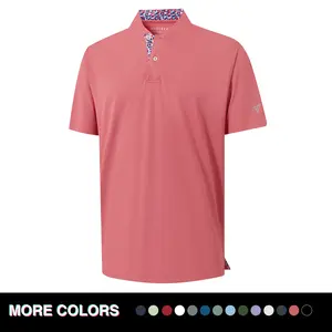 MAELREG Mens Golf Shirts Collarless Performance Dry Fit Moisture Wicking Casual Solid Short Sleeve Henley Shirts for Men Sport Top Sports Apparel