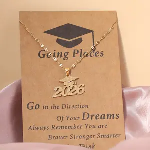 5/10 PCS Set 2026 Stainless Steel Charm Necklace - Modern Minimalist Pendant for Her, Symbolic Keepsake for New Beginnings, Graduation & Farewell Moments