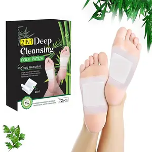 12 pieces of mugwort and bamboo charcoal foot patches for the feet. Sleep foot patches, relieve stress and fatigue, improve sleep. Easy to use. removal toxin natural herbal foot detox patch