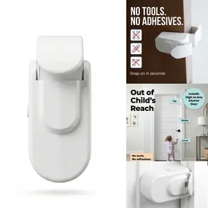 The Snap-On Door Lock Kids Can't Reach or Defeat - No Tools or Adhesives Required - Works With Door Knob, Lever or Handle - Childproof Safety Locks are Toddler, Baby and Child Proof High Chair Car Seat