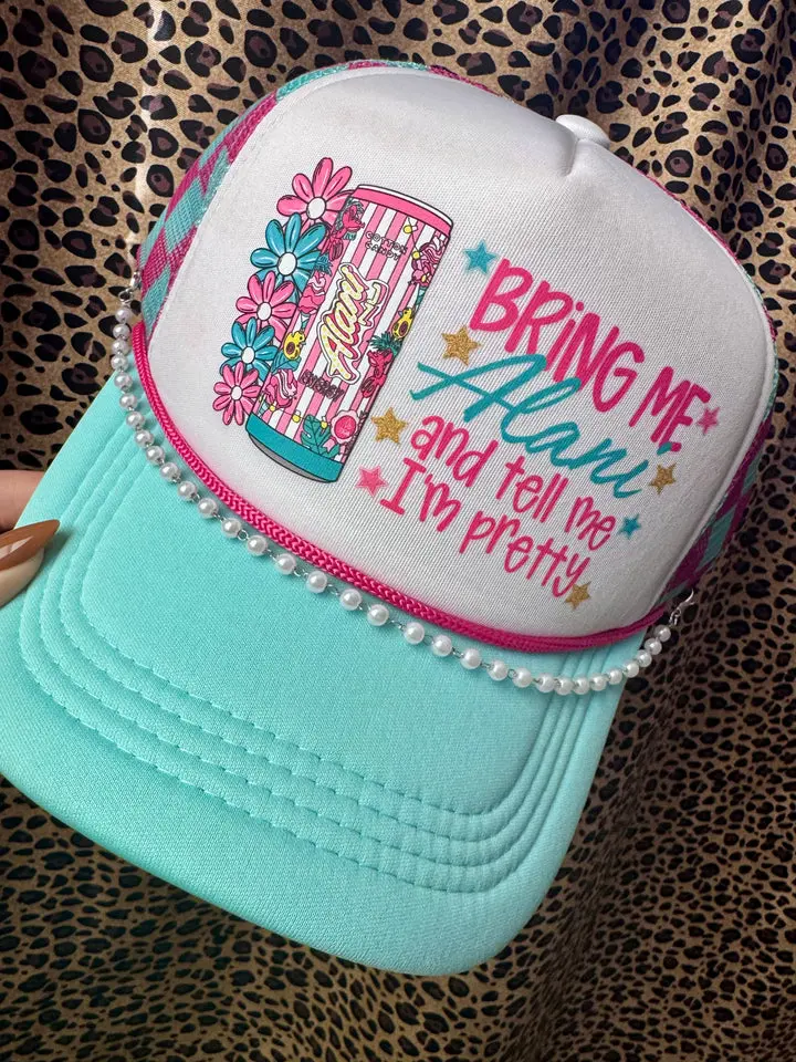 Bring me Alani and tell me I’m pretty - cotton candy checkered trucker hat