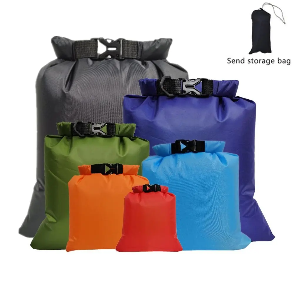 6Pcs/Set Waterproof Floating Dry Bag - Buckled Outdoor Sports Bag for Climbing, Swimming, All Seasons, Folding Default Storage Sack for Beach Travel Accessories