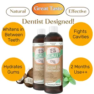 Dr Ginger's Mouthwash 2 Pack - Coconut Mint, Oil Pulling Mouthwash for Whitening Teeth, Freshes Breath & Reduces Teeth and Gum Sensitivity Oral Gentle