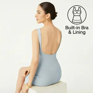 OGL Eco-SkinKiss Open Back Brami Mini Dress Backless Dress for Women Lightweight Soft Cooling Rib Fabric Built-in-Bra Casual Womenswear TikTokShopSpringGlowUp