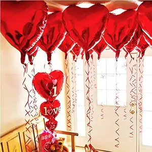 BinaryABC Foil Balloons,LOVE Heart Shape Helium Valentines Wedding Birthday Party Decorations,Approx 45cm,10 pieces(Red)