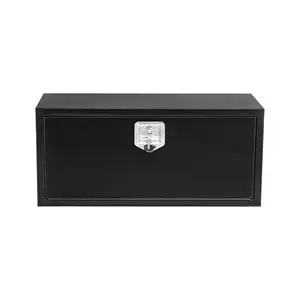GARVEE 24'' Black Steel Underbody Truck Tool Box with T-Handle Lock, Heavy Duty Truck Toolbox Truck Storage Organizer Tool Box Chest For Pickup Truck Bed, RV, Trailer, 24"x 14"x 16"