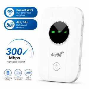 5G 4G WiFi Mobile Hotspot Dual Band Wireless Portable WiFi Hotspot Device 10 Connected Devices 300Mbps High Speed 2100mAh Large Capacity Battery Travel Router Ideal for Business Trips RV Camping Cruise Vacation Outdoor Activities and Remote Office Network