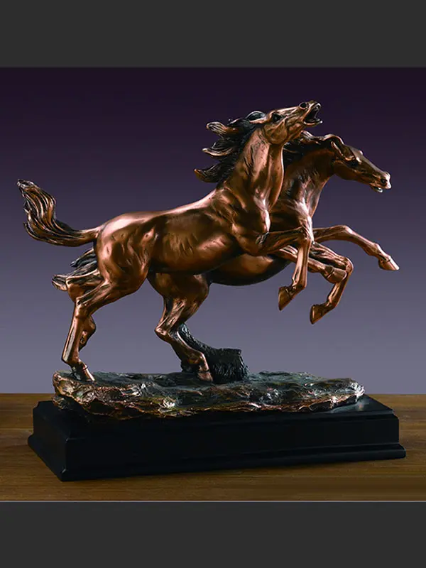Marian Imports 53164 Two Horses Sculpture - 15.5 x 13 in.