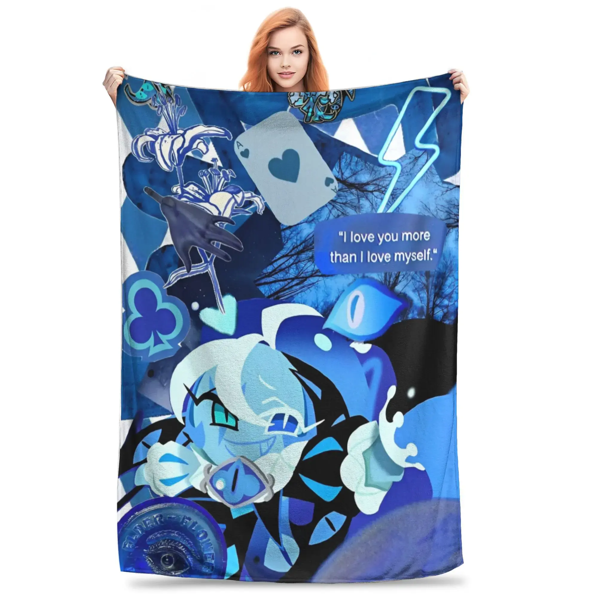 Shadow Milk Cookie Throw Blanket, Cookie Run Kingdom Cartoon Flannel Print Blanket, Fantasy Game Character Art for Bed, Couch, Dorm Room, Sofa Lounge, Collector Gift for Anime Style Fans, Kids Teens, Gaming Room