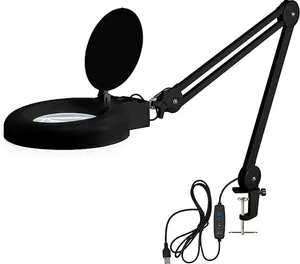 Neatfi LED Magnifying Lamp with Clamp | 12W | 60 SMD LEDs |1,200 Lumens | Adjustable Step Dimming | 2.25x Magnification Desk Lamp Magnifier for Crafts, Painting, and Hobbies