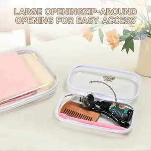 3 Pack Clear Hard Shell Zipper Case - Clear Waterproof Cosmetic Bag with Zipper, Kid's Toy Storage Organizer Bins, Charging Cables, creative journaling, painting brushes, Threads,Sketch Supplies