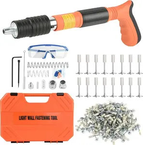 Manual Fastening Tool with 100 Nails, Portable Handheld Fastener for DIY Home Improvement Projects