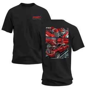Red Truck Build Graphic Cotton Blend T-Shirt Men Women For Diesel Truck Builders Gearheads Full Engine Bay Custom Design Back Print