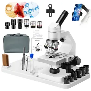 CompoundMicroscope,40x-2000XResearchClass ProfessionalMicroscope，WF10xandWF25xeyepieces， Dual LEDLighting andTwo-LayerMechanicalStage MicroscopeforAdults.