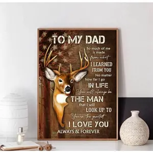 Personalized Hunting Dad Wall Art, Unframed,To My Dad, I Love You Poster, Happy Father Day Gift For Hunter Enthusiasts (Note: Frame shown for display only)