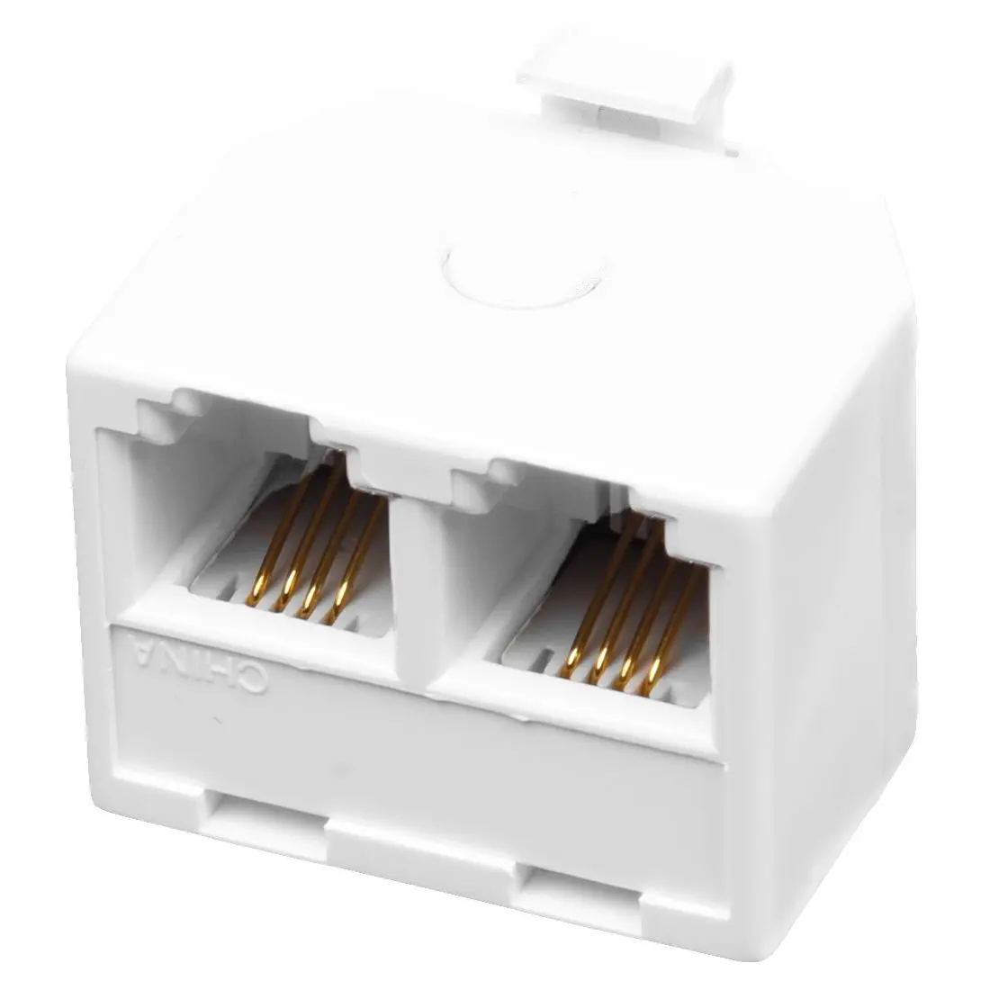 2-Way Copper RJ11 Modular Wall Adapter Splitter (6P4C, 3.7x2.7x2.2cm/L3.7 x W2.7 x H2.2cm, 8.0g) - Supports 1 or 2 Lines on Each Jack, for Landline Phones, Answering Dialers, Modems (1 Piece)