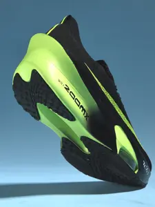 Unisex Black-Neon Green Versatile Knit Upper Racing Running Shoes: Light Trendy Racing Sports Style, Black-Neon Green Tone, Racing Running Shoe Structure, Knit Breathable Design. Ideal for Daily Running Sports & Social Scenarios