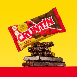 CRUNTIN Korean New York Chocolate Protein Bar 48.5g - Low Sugar, High Protein, Meal Replacement, Olive Young