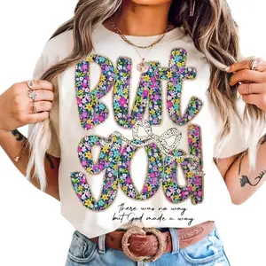 Flowers Floral But God Women Shirt, Christian Clothing cotton Tee, Gift for Her, Jesus Apparel, Religious Top Comfort Summer Womenswear t0226