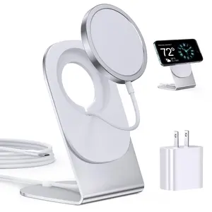 Magnetic Wireless Charger for iPhone 15/14/13/12 Series Convertible Magnet Wireless Charging Stand/Pad with 20W Adapter 5ft Cable for iPhone and AirPods 2/3/Pro 2/Pro