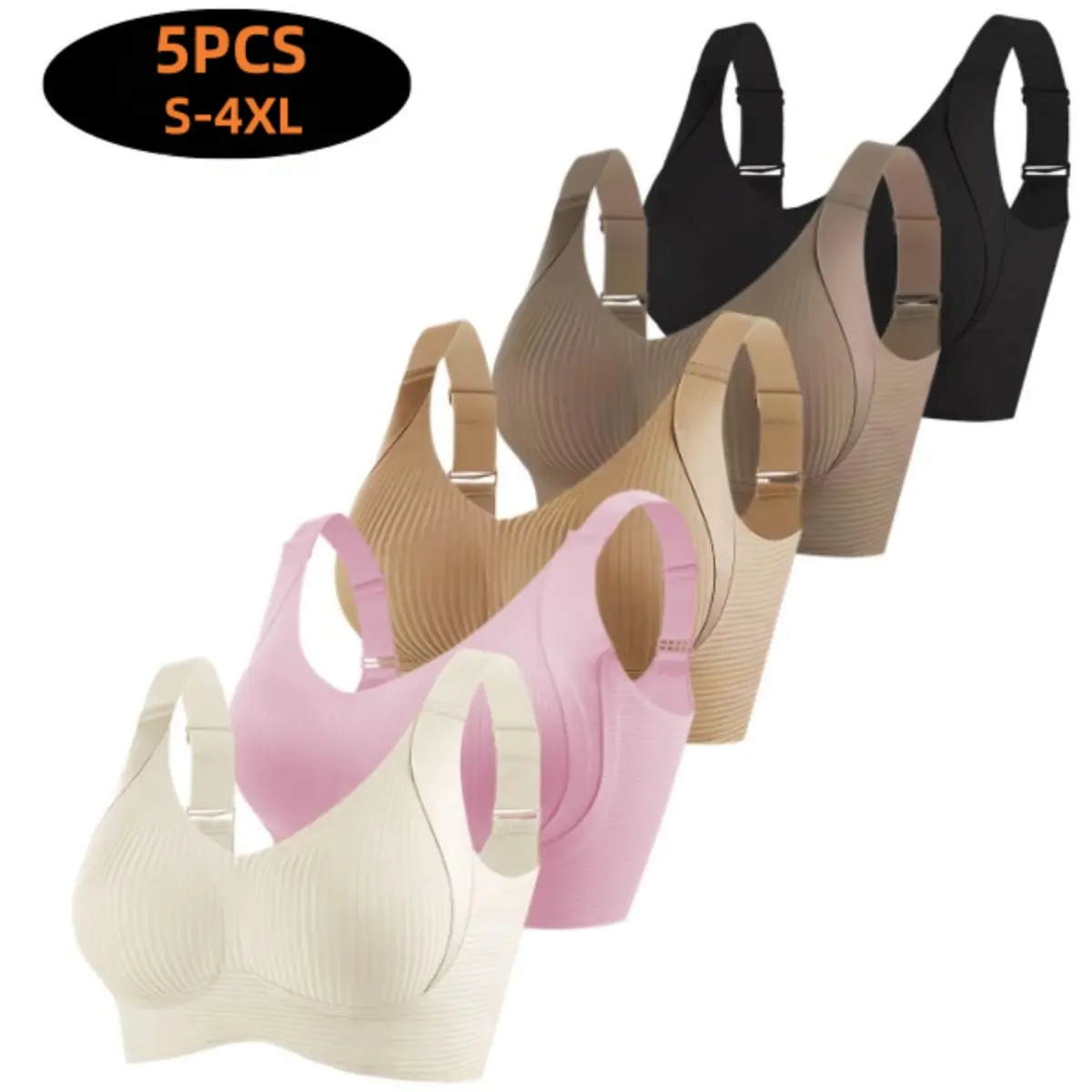 3/4/5 PCS Women's Daily Comfort Bras Underwire Push Up Basic Minimalist Everyday Suit