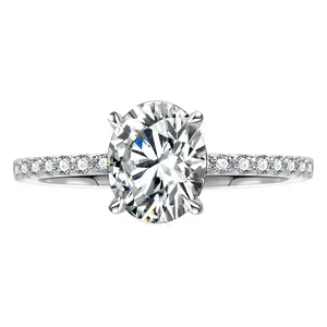 [Venus Jewelry] Synthetic Mossianite 2 CCT Oval Cut Design Solid Silver 925 Ring