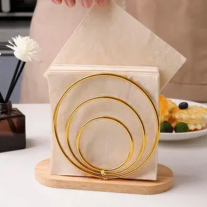 Wooden Base Tissue Holder, 1 Count Modern Art Tissue Dispenser, Desktop Decorative Tissue Holder for Home, Restaurant, Hotel and Cafe, Bathroom Accessories Organizer, Bathroom Organization