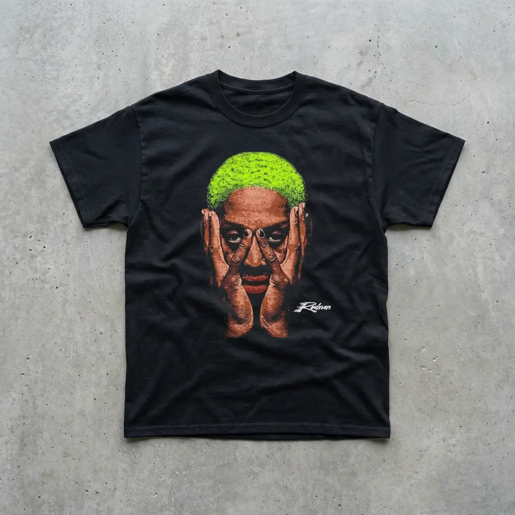 Vintage Big Face Dennis Rodman Graphic Tee print Streetwear Fashion Unisex T Shirt