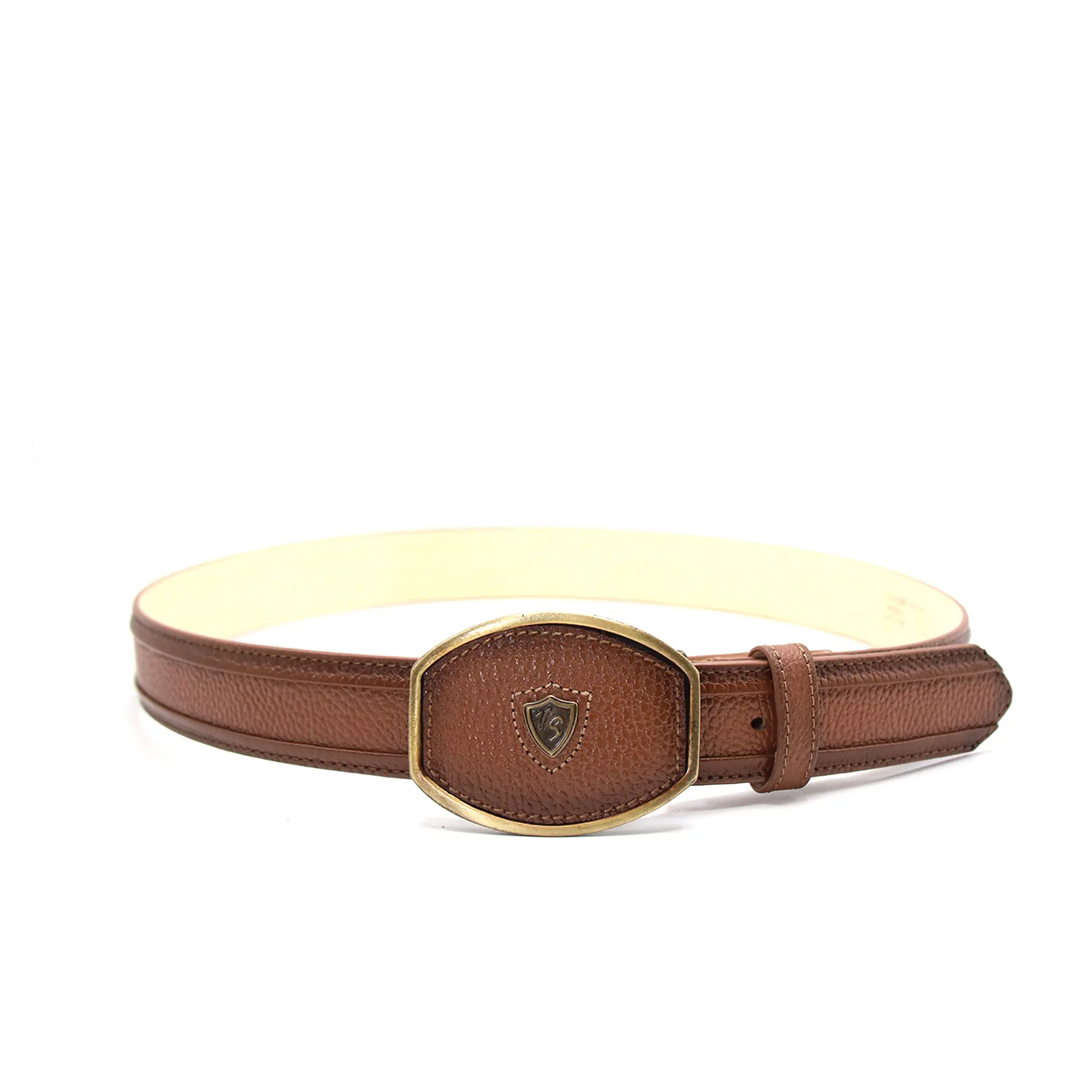 5704609558- Vaquero Signature Men's Lain Border Belts With Mordern Plate Buckle Flor Entera Canela Difuminado