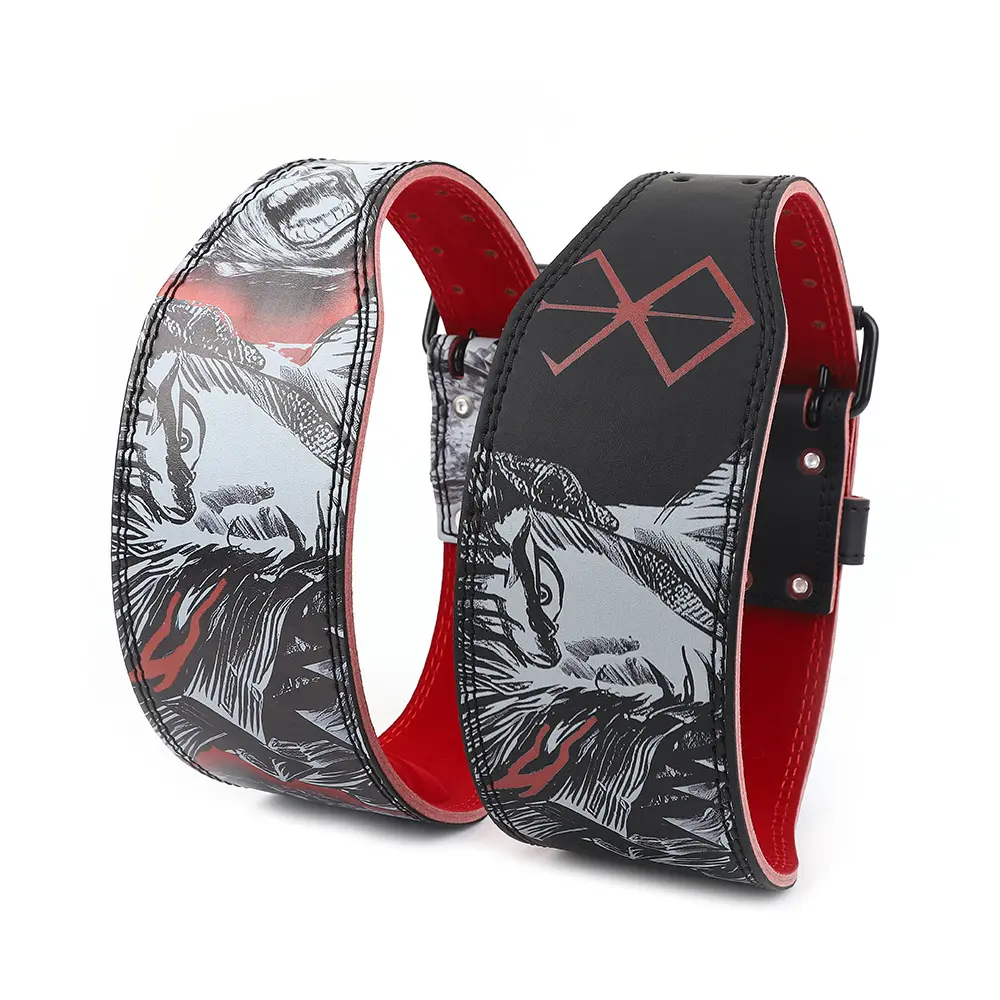 PU Leather Velvet Anime Personalized Design Fitness Belt - Bodybuilding Weight Lifting Belt for Deadlifts, Squats, Sports Support, Bodybuilding Weight Lifting Belts