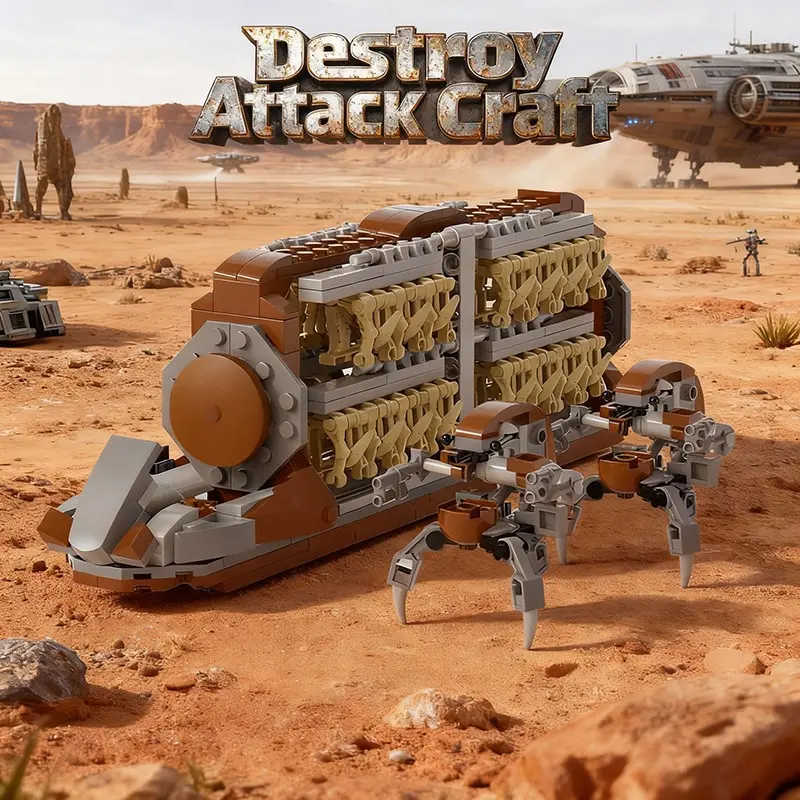 Platoon Attack Craft Destroy Droids MOC Building Blocks Toy Model Star Army Sets DIY Blocks Toys Building Block Assembly Gifts for Boys Adult Desktop Ornament Bricks Model 520+pcs Interlocking Building Block Model Building Kit