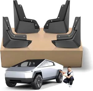 2025 Upgraded Custom Fit for Tesla Cybertruck 2023 2024 2025 Flexible Mud Flaps TPE Splash Guards (No Drilling) 3D All Weather Mudflaps with Hardware Accessories,Set of 4PCS, Front and Rear