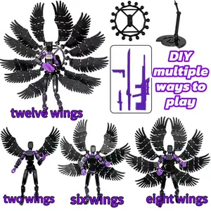 T13 Action Figure DIY Assembly Kit with 12 Wings, Multi-Jointed Poseable Model, Display Stand Included, Perfect Gift for Game Enthusiasts, Action Figurine