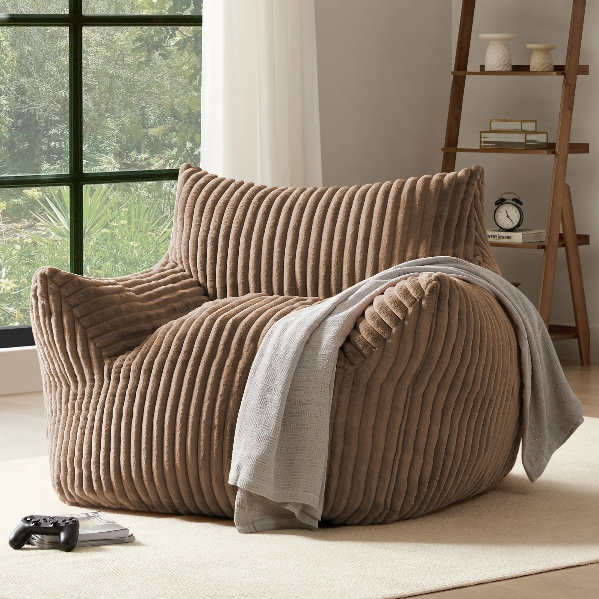 (On Sale $99.99) Oversized Bean Bag Chair for Adults, Plush Cloud Floor Sofa with Armrests, Comfy Single Reading & Gaming Lounge Chair for Living Room, Bedroom, Apartment & Dorm Sofa Chair