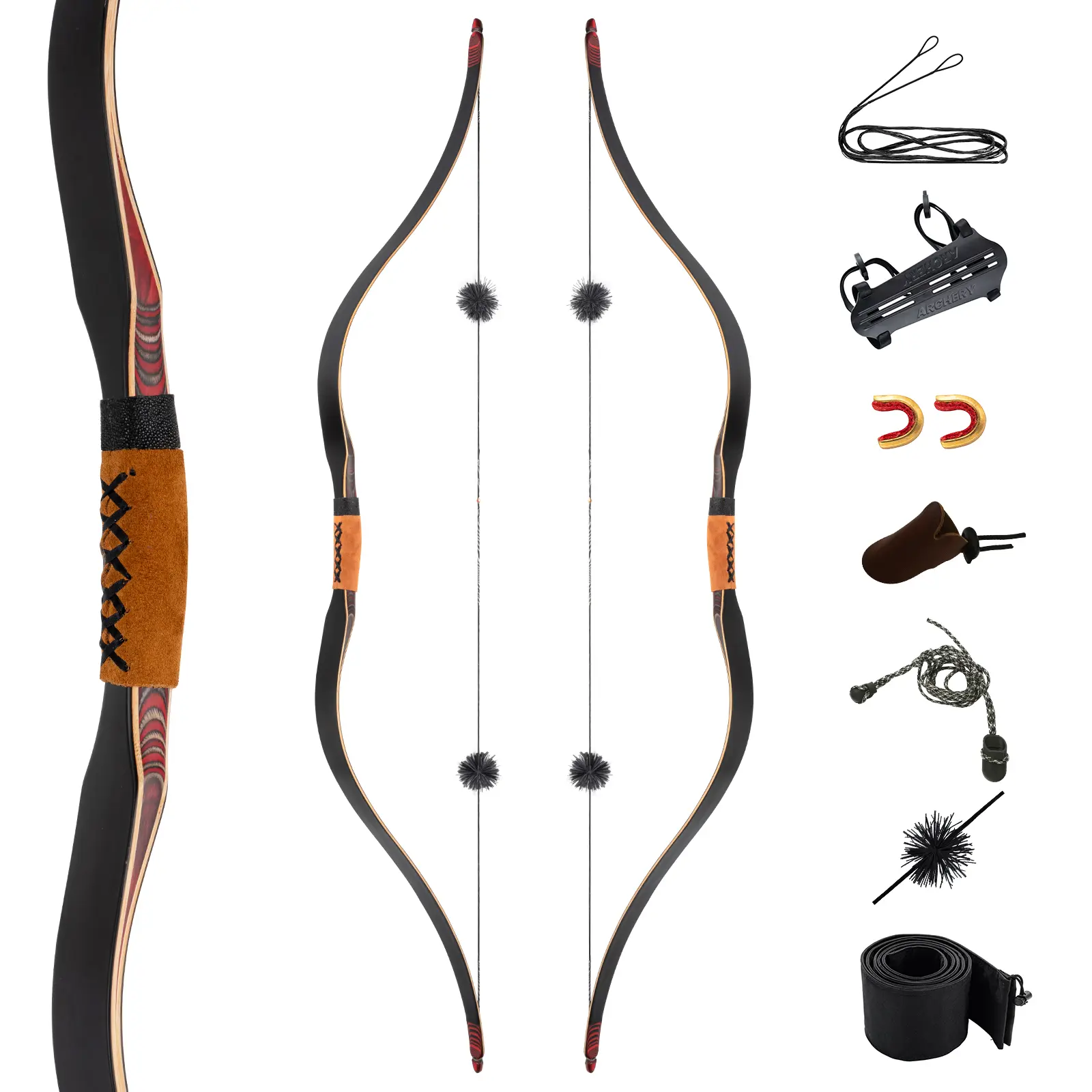 Deerseeker Archery 59" Longbow Traditional Bow Set Ambidextrous Horsebow Handmade Recurve Bow for Adults & Youth Hunting Target Shooting 20-60lbs