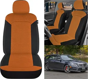 Nilight Car Seat Cover 2PCS Black Brown Breathable Mesh Interior Covers with Removable Headrest Airbag Compatible Universal for Cars Truck and SUV Front Seats
